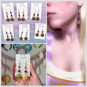 💜💛☀️ Disney Rapunzel tangled themed earrings Rapunzel sun dangle handmade